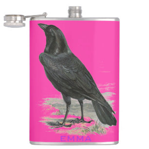 Black Raven Personalisierte Pink Name Flasche Flachmann