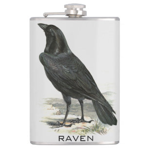Black Raven Personalize Name Flask Flachmann