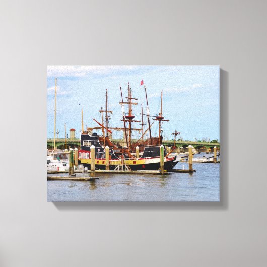 Black Raven Pirate Ship Wrapped Canvas Leinwanddruck (Vorderseite)
