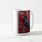 Black Raven Red Floral William Morris Inspired Kaffeetasse (VorderseiteRechts)