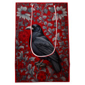 Black Raven Red Floral William Morris Inspired Mittlere Geschenktüte (Rückseite)