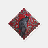 Black Raven Red Floral William Morris Inspired Serviette (Ecke)