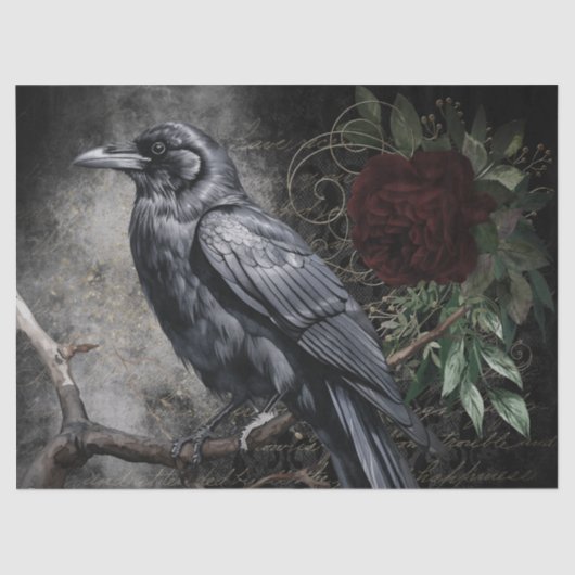 Black Raven Rose Whimsical Seidenpapier (Vorderseite)