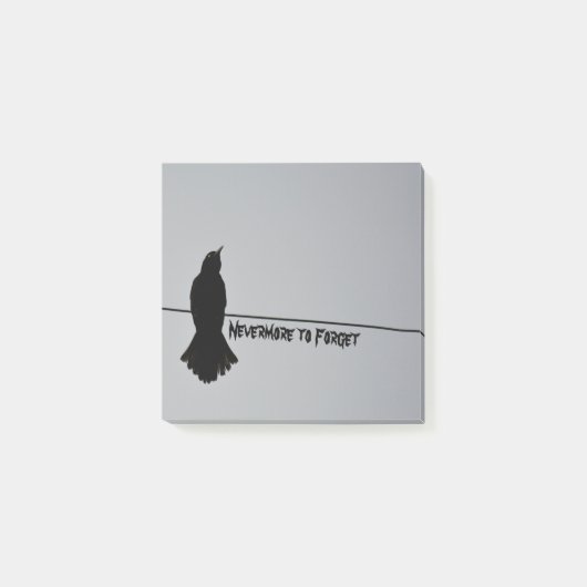 Black Raven Silhouette auf Grau Post-it Klebezettel (Vorderseite)