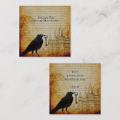 Black Raven Skeleton Burg Hintergrund Quadratische Visitenkarte (Vorne/Hinten)