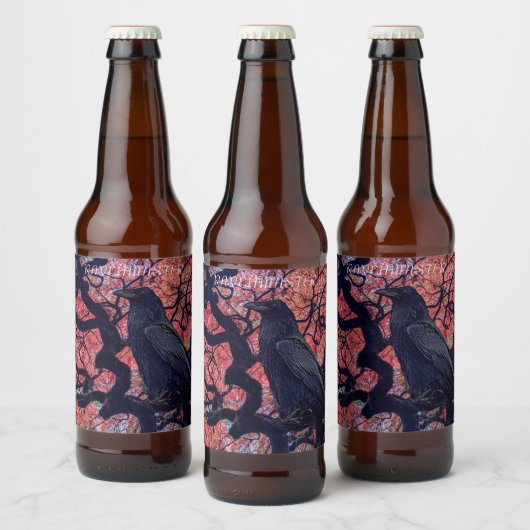 Black Raven und Gnarly Japanese Maple Tree Bierflaschenetikett (Flaschen)