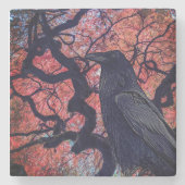 Black Raven und Gnarly Japanese Maple Tree Steinuntersetzer (Vorderseite)