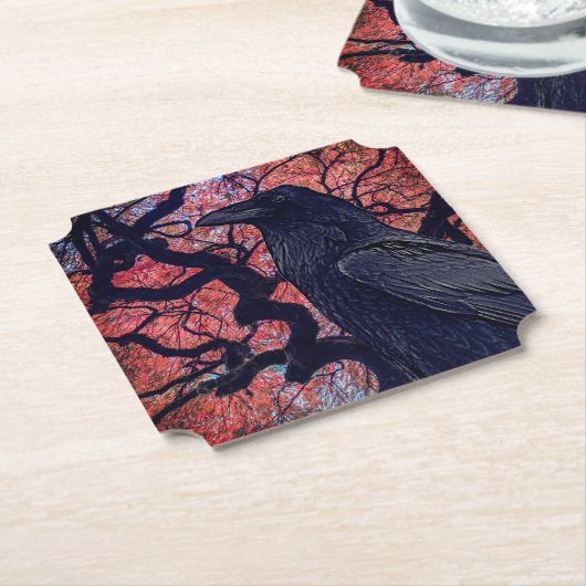 Black Raven und Gnarly Japanese Maple Tree Untersetzer (angewinkelt)