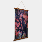 Black Raven und Gnarly Japanese Maple Tree Wandteppich Mit Holzrahmen (Gewinkelt)