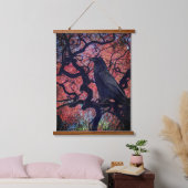Black Raven und Gnarly Japanese Maple Tree Wandteppich Mit Holzrahmen (Schlafzimmer)
