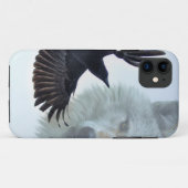 Black Raven & White Wolf Wildlife Fantasy Case-Mate iPhone Hülle (Rückseite (Horizontal))