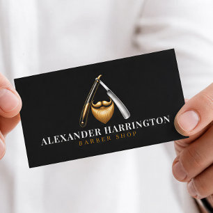 Black Razor Golden Beard Logo-Barbier  Visitenkarte