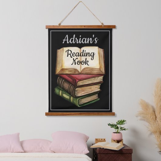 Black Reading Nook Wandteppich Mit Holzrahmen (Schlafzimmer)