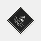 Black Real Estate Company Custom Realtor Party Serviette (Ecke)