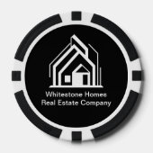 Black Real Estate Company Custom Realtor Pokerchips (Vorderseite)