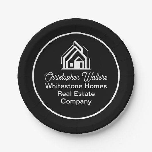 Black Real Estate Company Customized Realtor Party Pappteller (Vorderseite)