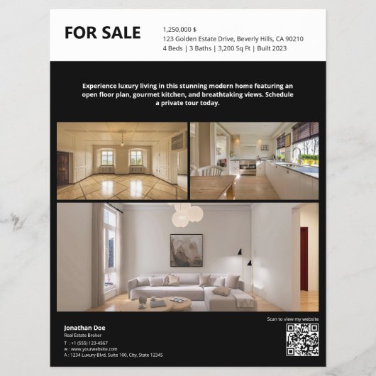 Black Real Estate Property Listing Flyer (Vorne)