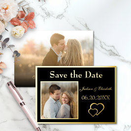 Black Real Foil 2 Fotos Save the Date Hochzeit Folieneinladung