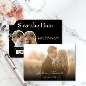 Black Real Foil Foto Save the Date Hochzeit Folieneinladung