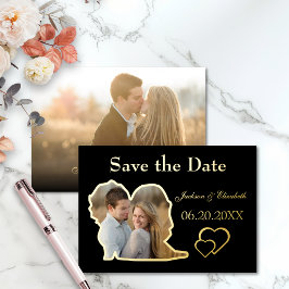 Black Real Foil Shape Foto Save the Date Hochzeit Folieneinladung