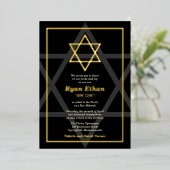 Black Real Gold Foil Star von David Bar Mitzvah Fo Folieneinladung (Stehend vorne)