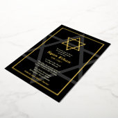 Black Real Gold Foil Star von David Bar Mitzvah Fo Folieneinladung (Gedreht)