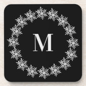 Black Real Snowflake Wreath Hard plastic coaster Getränkeuntersetzer (Vorderseite)