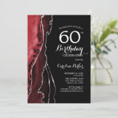 Black Red Agate 60. Geburtstag Einladung (Stehend Vorderseite)
