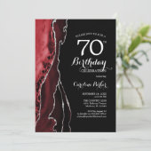 Black Red Agate 70. Geburtstag Einladung (Stehend Vorderseite)