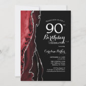 Black Red Agate 90. Geburtstag Einladung (Vorderseite)