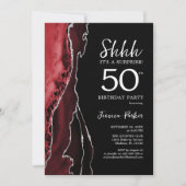 Black Red Agate Überraschung 50. Geburtstag Einladung (Vorderseite)
