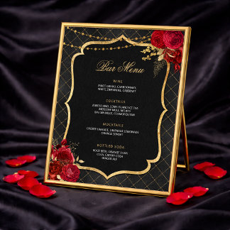 Black, Red and Gold Bar Menu Poster