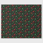 Black Red and Green Christmas Polka Dots Gift Wrap Geschenkpapier (Flach)