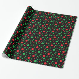 Black Red and Green Christmas Polka Dots Gift Wrap Geschenkpapier