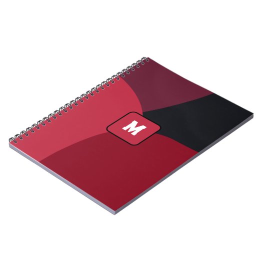 Black Red and Hot pink abstract pattern monogram  Notizblock (Linke Seite)