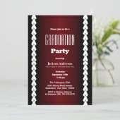 Black Red and White Graduation Party Einladung (Stehend Vorderseite)