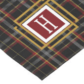 Black Red and yellow Tartan Monogram  Kurzer Tischläufer (Ecke)