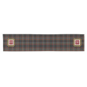 Black Red and yellow Tartan Monogram Kurzer Tischläufer (Horizontal)