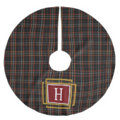 Black Red and yellow Tartan Monogram Polyester Weihnachtsbaumdecke (Vorderseite)