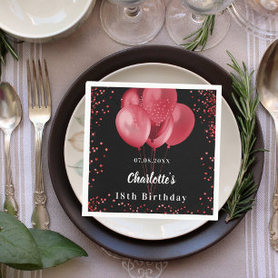 Black Red Ballons Konfetti Geburtstagsparty Serviette