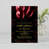 Black red balloons luxury birthday gold folieneinladung (Stehend vorne)