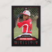 Black & Red Baseball Trading Card mit Status Telefonnummerkarte (Vorderseite)