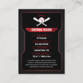 Black & Red Baseball Trading Card mit Status Telefonnummerkarte (Rückseite)