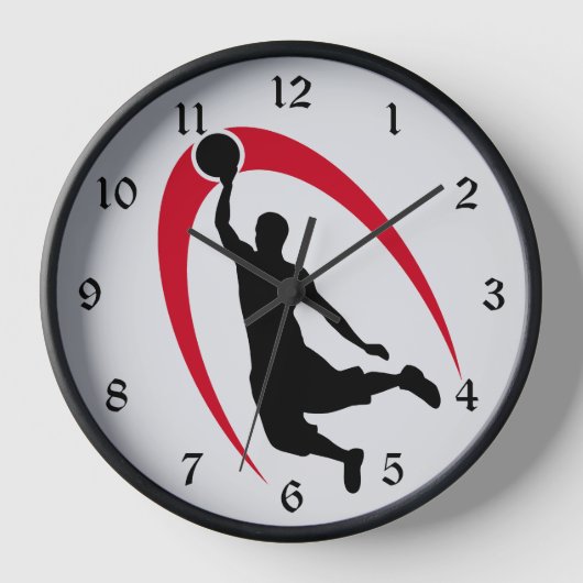 Black Red Basketball Logo Uhr (Vorderseite)