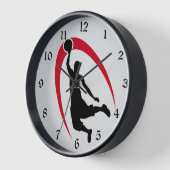 Black Red Basketball Logo Uhr (Winkel)