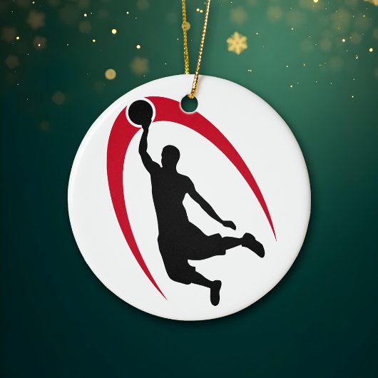 Black Red Basketball Personalisiert Keramikornament
