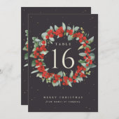 Black Red Berries+Eucalyptus Holiday Tischnummer (Vorne/Hinten)