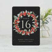 Black Red Berries+Eucalyptus Holiday Tischnummer (Stehend Vorderseite)