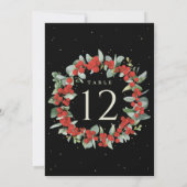 Black Red Berry+Eucalyptus Weihnachten Tischnummer (Rückseite)