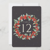 Black Red Berry+Eucalyptus Weihnachten Tischnummer (Vorderseite)